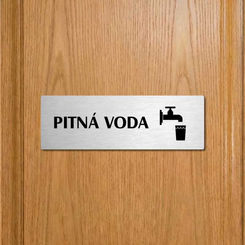 Pitná voda, 240x79mm, stříbrná popiska s okrasným rámečkem  